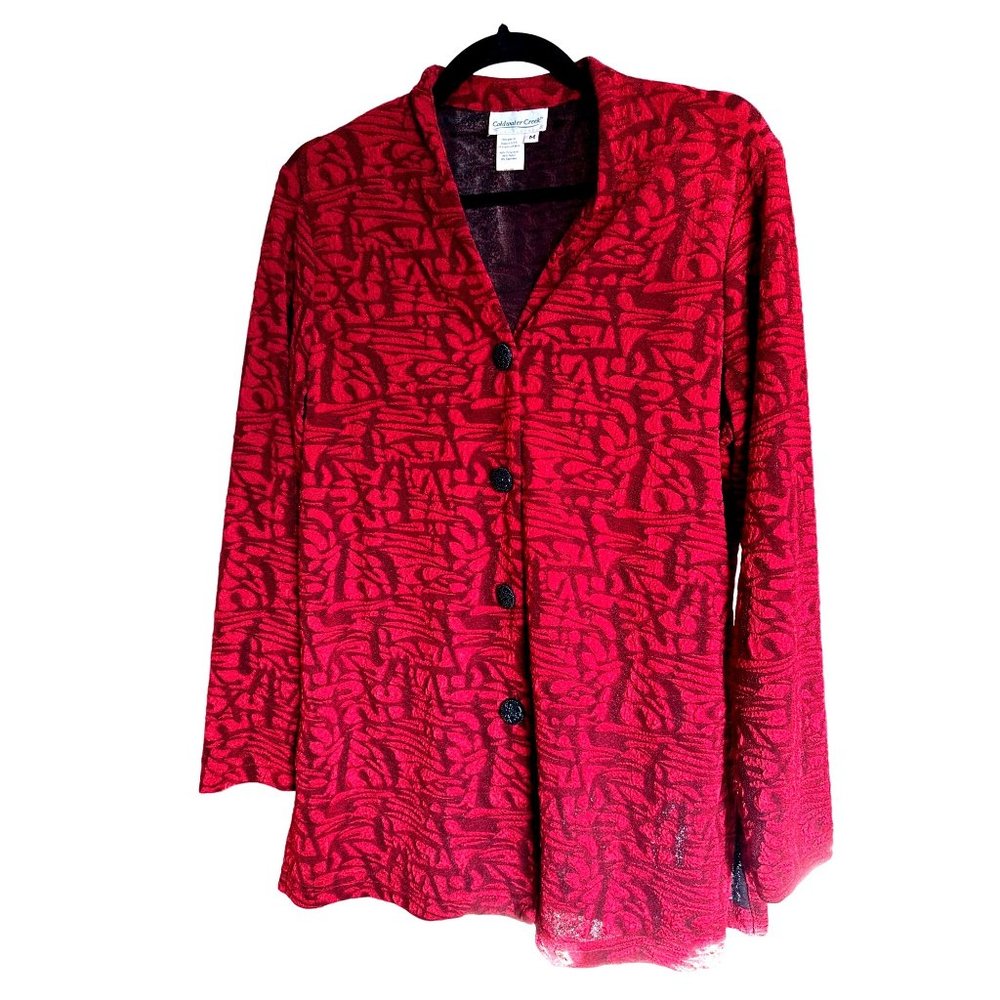 Coldwater Creek size M red textured 4 button top